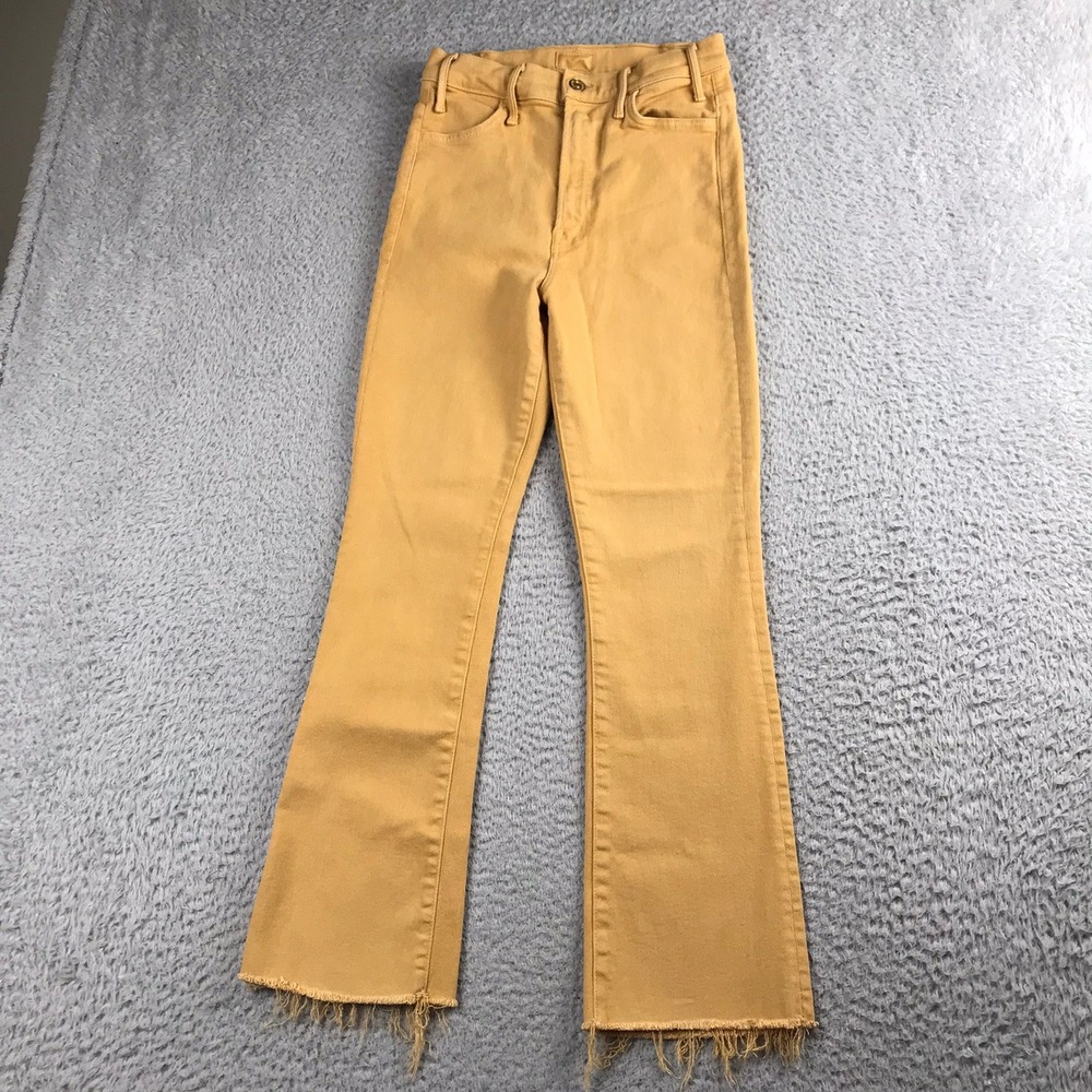 Mother The Hustler Ankle Fray Jeans Women 27 (25x26) Second Chance Yellow Flare